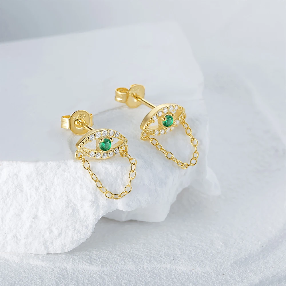 CANNER 925 Sterling Silver Personalized Eye Green Zircon Chain Tassel Stud Earrings Jewelry Safty Hypoallergenic Stud Earring
CANNER 925 Sterling Silver Personalized Eye Green Zircon Chain Tassel Stud Earrings Jewelry Safty Hypoallergenic Stud Earring