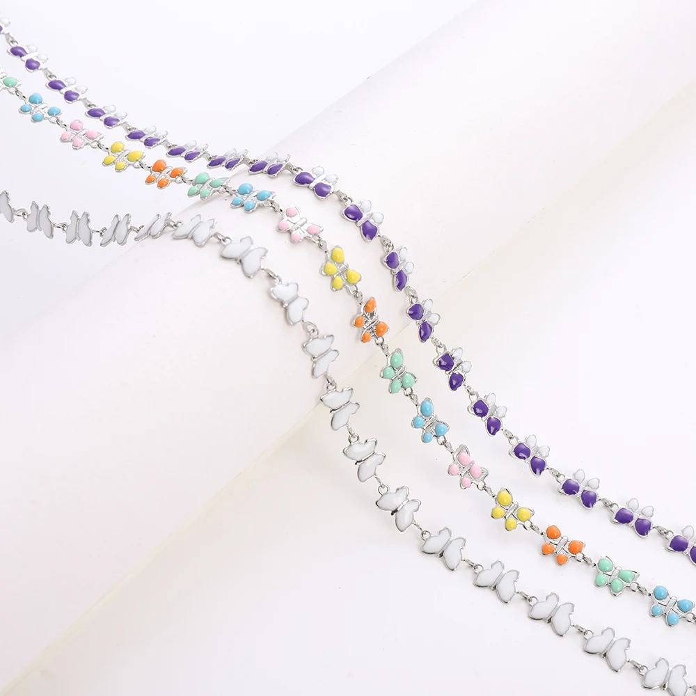 DIY necklace chain material one side enamel paint butterfly links chain for women clavicle necklace chain
DIY necklace chain material one side enamel paint butterfly links chain for women clavicle necklace chain