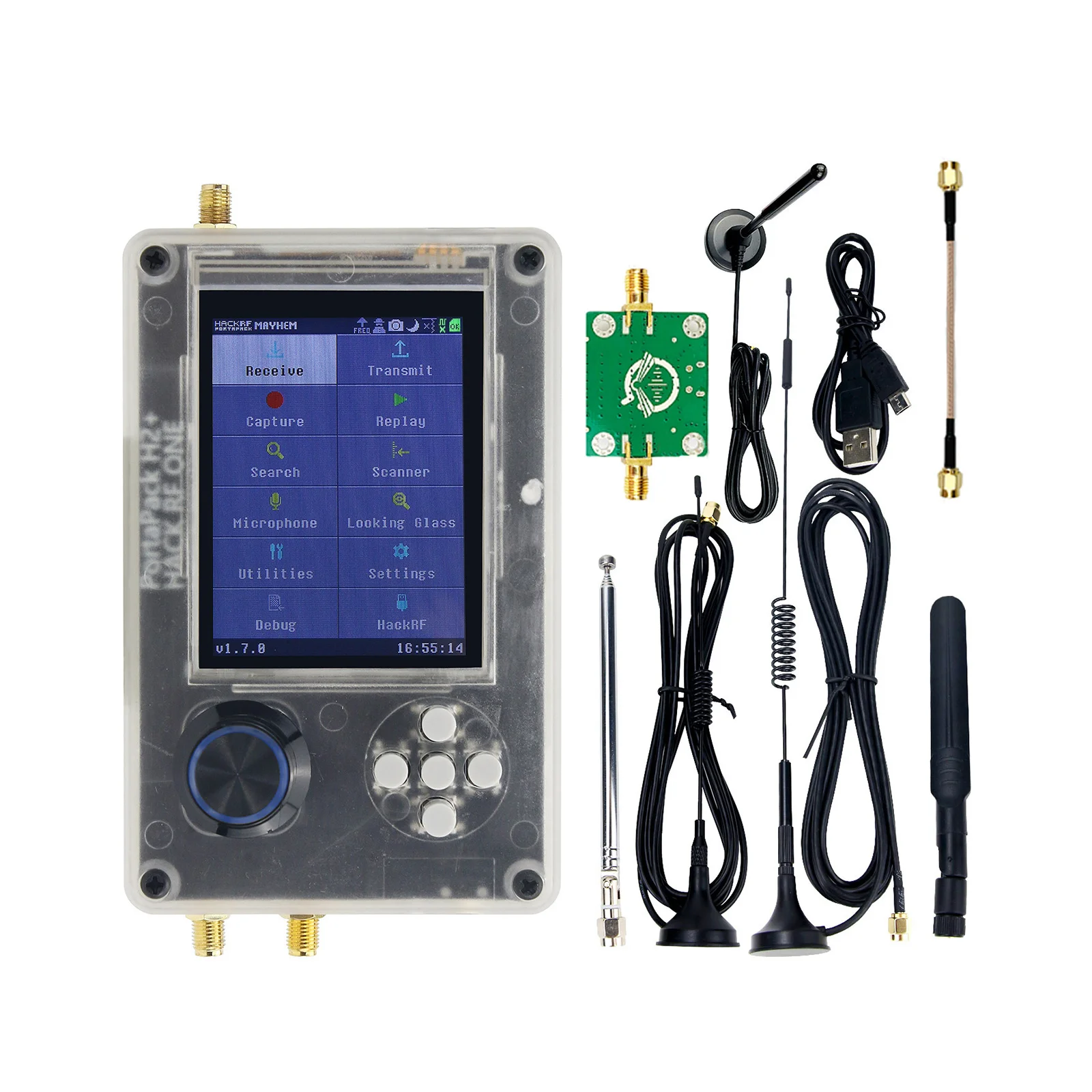 Upgraded PortaPack H2 + Assembled HackRF One R9 V1.9.1 SDR Radio with Plastic Shell 3.2" LCD Antennas
Upgraded PortaPack H2 + Assembled HackRF One R9 V1.9.1 SDR Radio with Plastic Shell 3.2" LCD Antennas