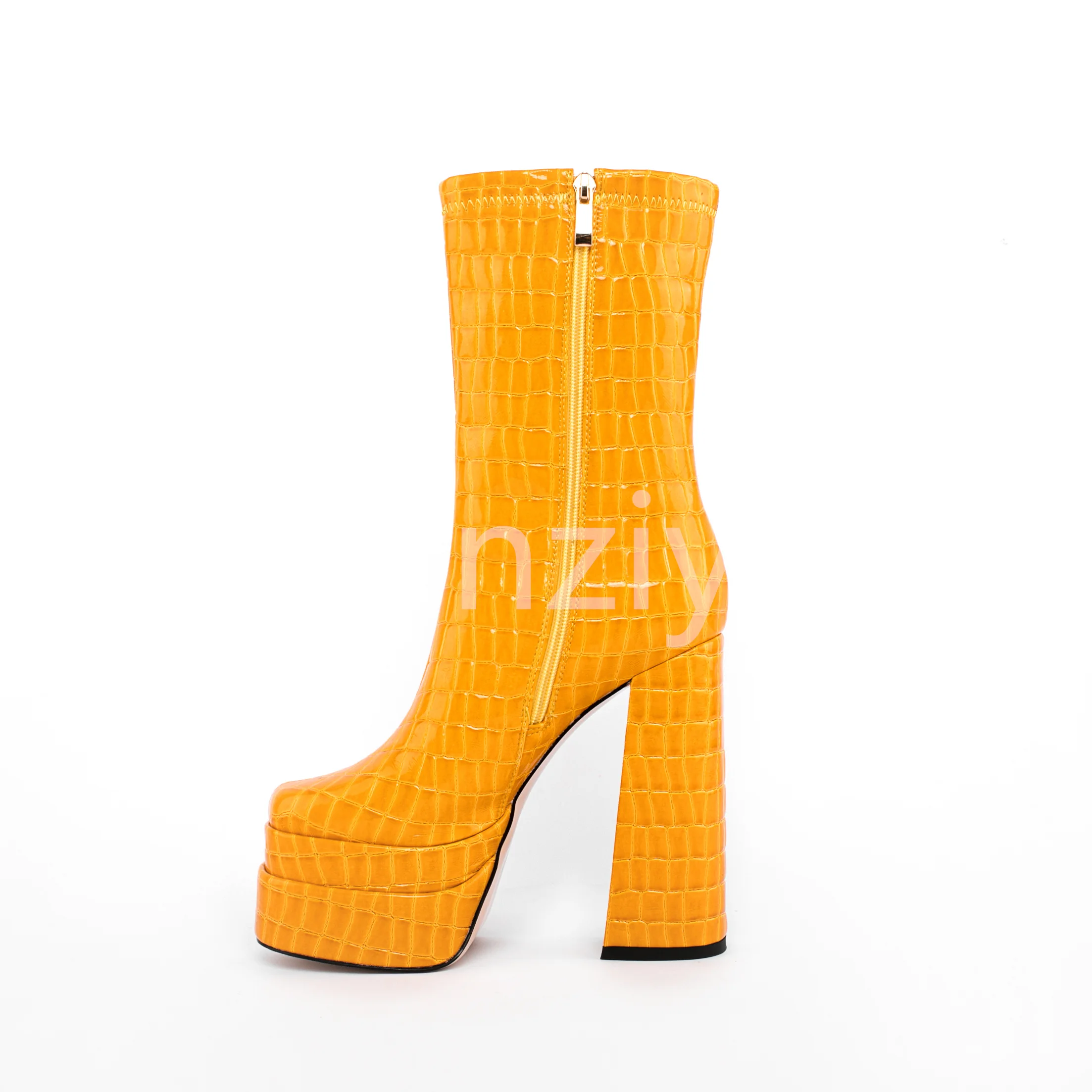 Fashion High Square Heel Ladies Ankle Boots Sexy Crocodile Print Zipper Female Booties Solid Orange Platform Boots Trendy Shoes
Fashion High Square Heel Ladies Ankle Boots Sexy Crocodile Print Zipper Female Booties Solid Orange Platform Boots Trendy Shoes