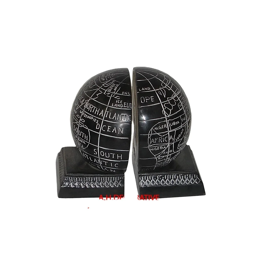 Black Globe Book Ends for Table Centerpiece decoration Office desk & counter Decoration Aluminum Bookend in globe Shape
