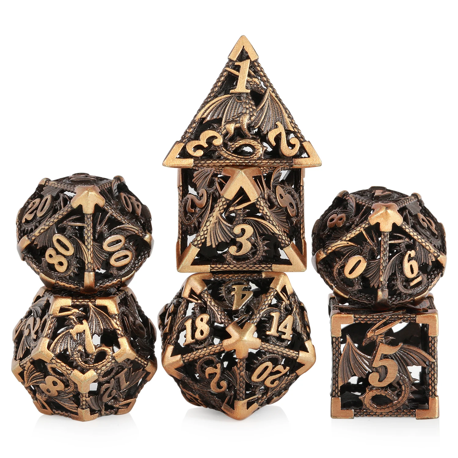 

Wholesale Hollow Metal Dice Dragon 7PCS DND Dice Set Custom Metal dnd Dice with Metal Gift Tin for Dungeons and Dragon RPG MTG