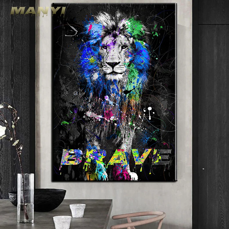 Graffiti Lion and Tiger Animals Wall Art Pictures and Prints Become Brave Quotes posters Canvas Painting For Home Room Decor
Graffiti Lion and Tiger Animals Wall Art Pictures and Prints Become Brave Quotes posters Canvas Painting For Home Room Decor