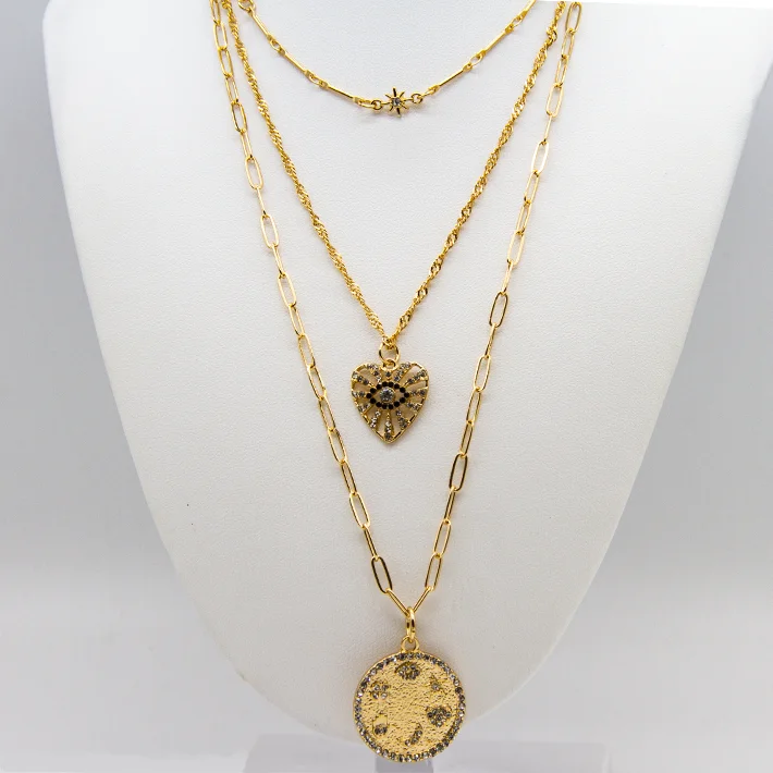 Gold Plated Fashion Jewelry Multi-Strand Link Chain Heart Pendant Necklaces for Women
Gold Plated Fashion Jewelry Multi-Strand Link Chain Heart Pendant Necklaces for Women