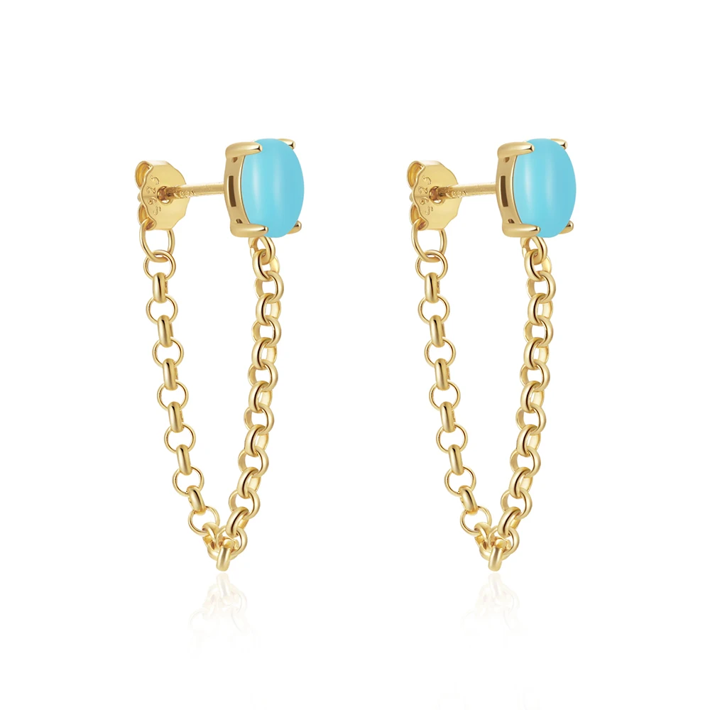 CANNER New 925 Silver Stud INS Tassel Chain Stud Earrings 18k Gold Plated Turquoise Earrings Simple Hanging Chain Jewelry
CANNER New 925 Silver Stud INS Tassel Chain Stud Earrings 18k Gold Plated Turquoise Earrings Simple Hanging Chain Jewelry