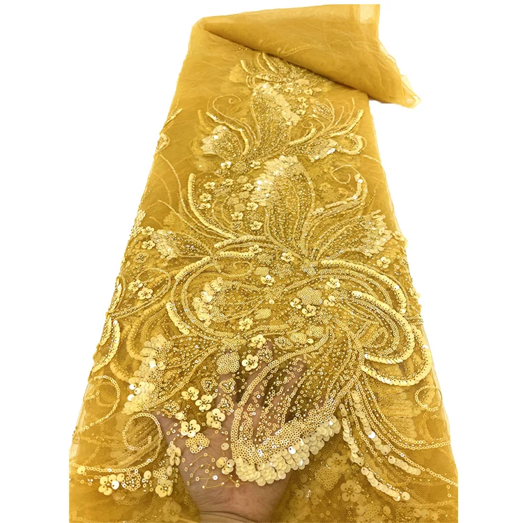 Gold Beaded Lace Embroidery Fabric Sequins Beads Embroidered Lace Material Glitter Lace Fabric for Dress
Gold Beaded Lace Embroidery Fabric Sequins Beads Embroidered Lace Material Glitter Lace Fabric for Dress