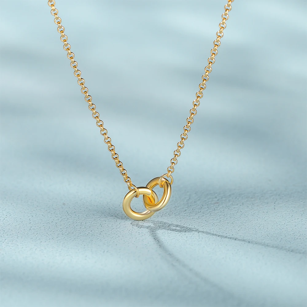 CANNER 925 Sterling Silver Classic Simple Double Ring Pendant Ladies Wedding Necklace Gift Valentine'S Day Gift Collarbone Chain
CANNER 925 Sterling Silver Classic Simple Double Ring Pendant Ladies Wedding Necklace Gift Valentine'S Day Gift Collarbone Chain