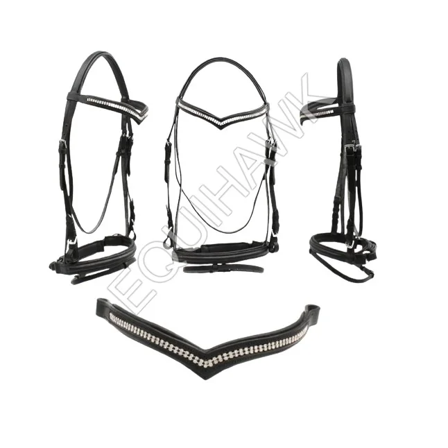LIGHTWEIGHT HIH QUALITY  DRUM DYED LEATHER HORSE BRIDLE WITH STAINLESS STEEL BUCKLES INCLUDED REINS AND PADDED