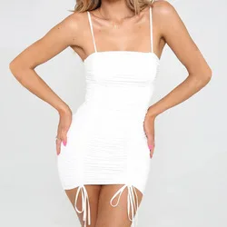 Articat Sexy Spaghetti Strap Bandage Dresses For Women Backless Ruched Drawstring Bodycon Party Mini Dressstylish Dresses Summer 
Articat Sexy Spaghetti Strap Bandage Dresses For Women Backless Ruched Drawstring Bodycon Party Mini Dressstylish Dresses Summer