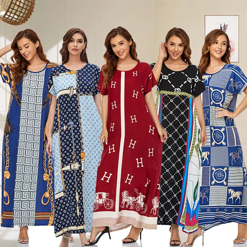 Dubai Short-Sleeve Long Dress Plus Size Loose Abaya Robe Islamic Clothing Muslim Dress, Multicolor
Dubai Short-Sleeve Long Dress Plus Size Loose Abaya Robe Islamic Clothing Muslim Dress, Multicolor