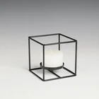 customized metal candle holder wrought iron in cube shape