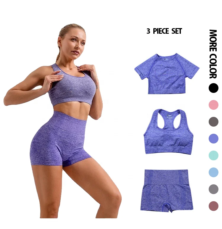 Seamless fitness fashion hot sexy yoga sets 3 piece women gym tank top sport bra active short wear, Customized colors
Seamless fitness fashion hot sexy yoga sets 3 piece women gym tank top sport bra active short wear, Customized colors
