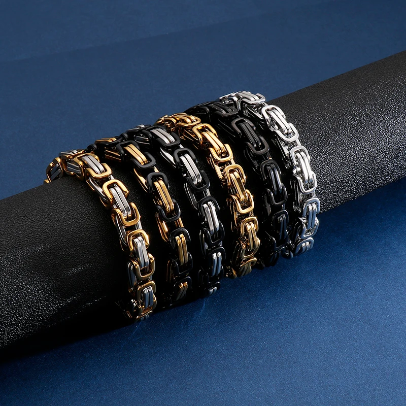 KALEN Hip Hop 18K Gold Silver Black PVD Plated Link Chain Stainless Steel Byzantine Bracelet
KALEN Hip Hop 18K Gold Silver Black PVD Plated Link Chain Stainless Steel Byzantine Bracelet