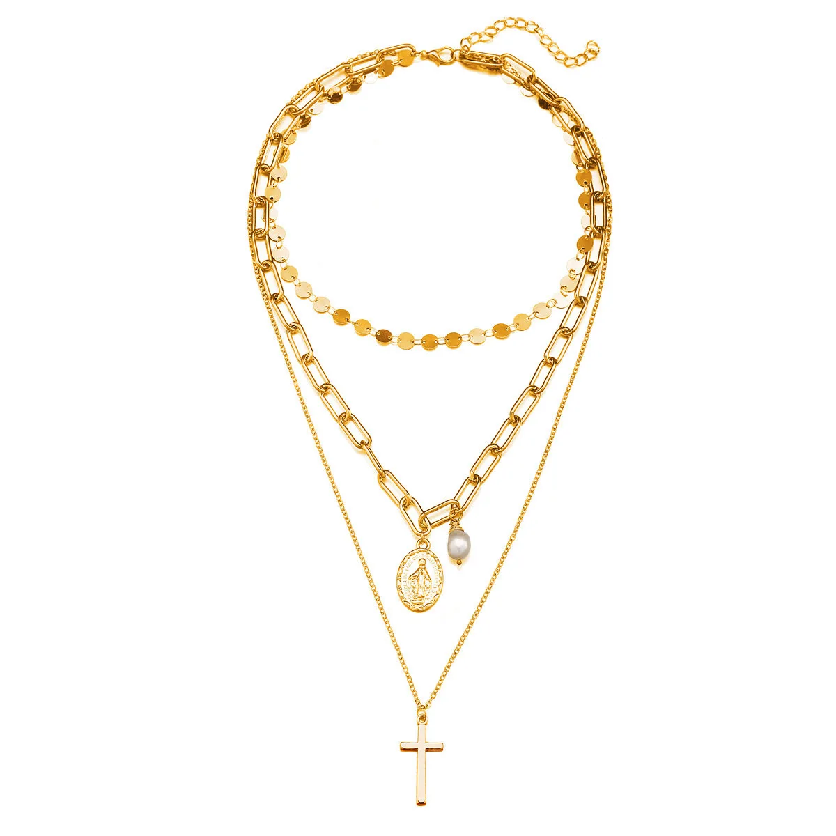 Multilayer Jesus Cross Pearl Sequin Chunky Chain Necklace for Women Choker Necklace Sweater Chain Jewelry
Multilayer Jesus Cross Pearl Sequin Chunky Chain Necklace for Women Choker Necklace Sweater Chain Jewelry