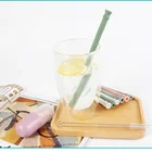Wholesale portable foldable silicone straw Smoothie Bubble Tea Bpa Free reusable bamboo straws