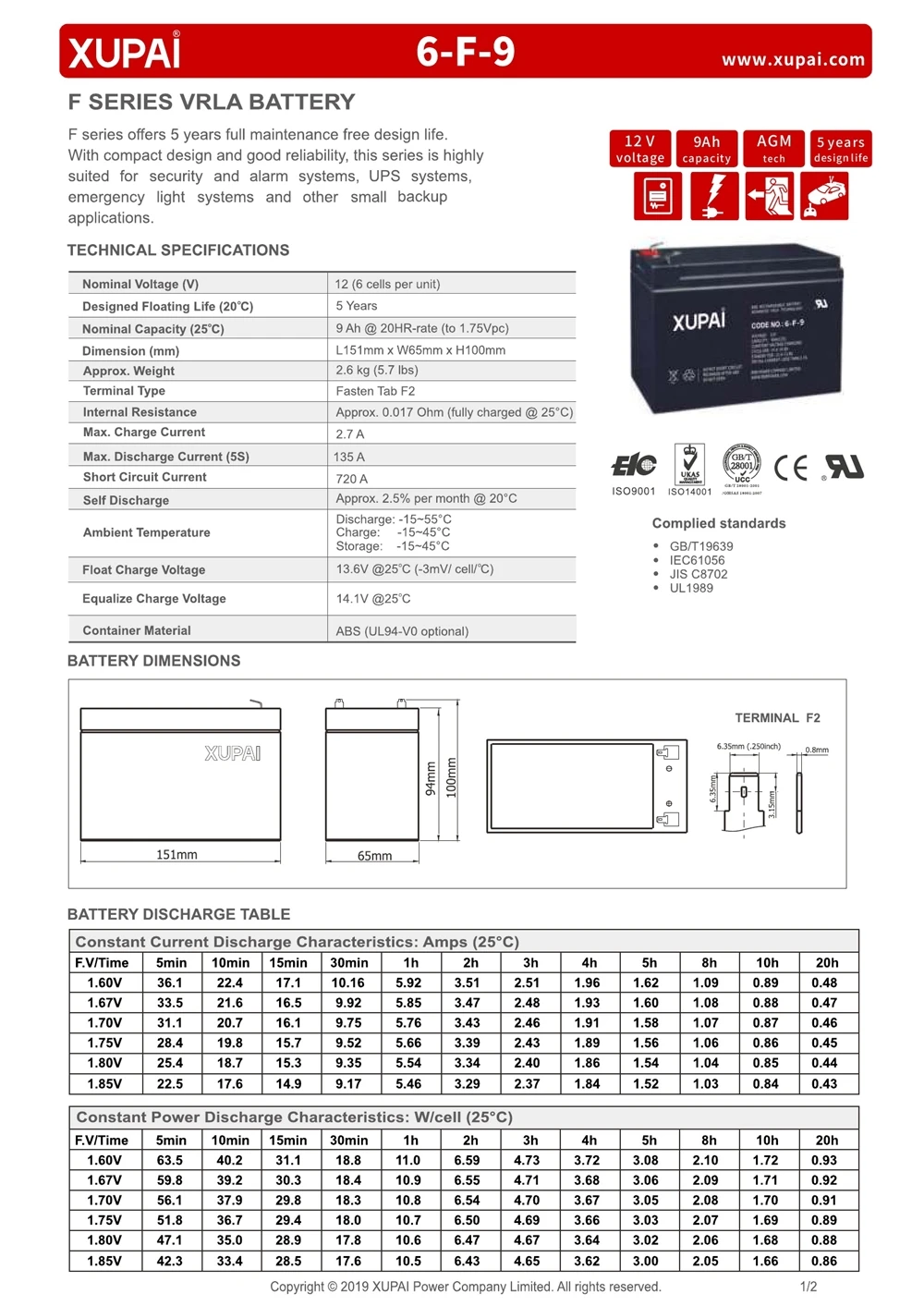 6-F-9 1 ups battery