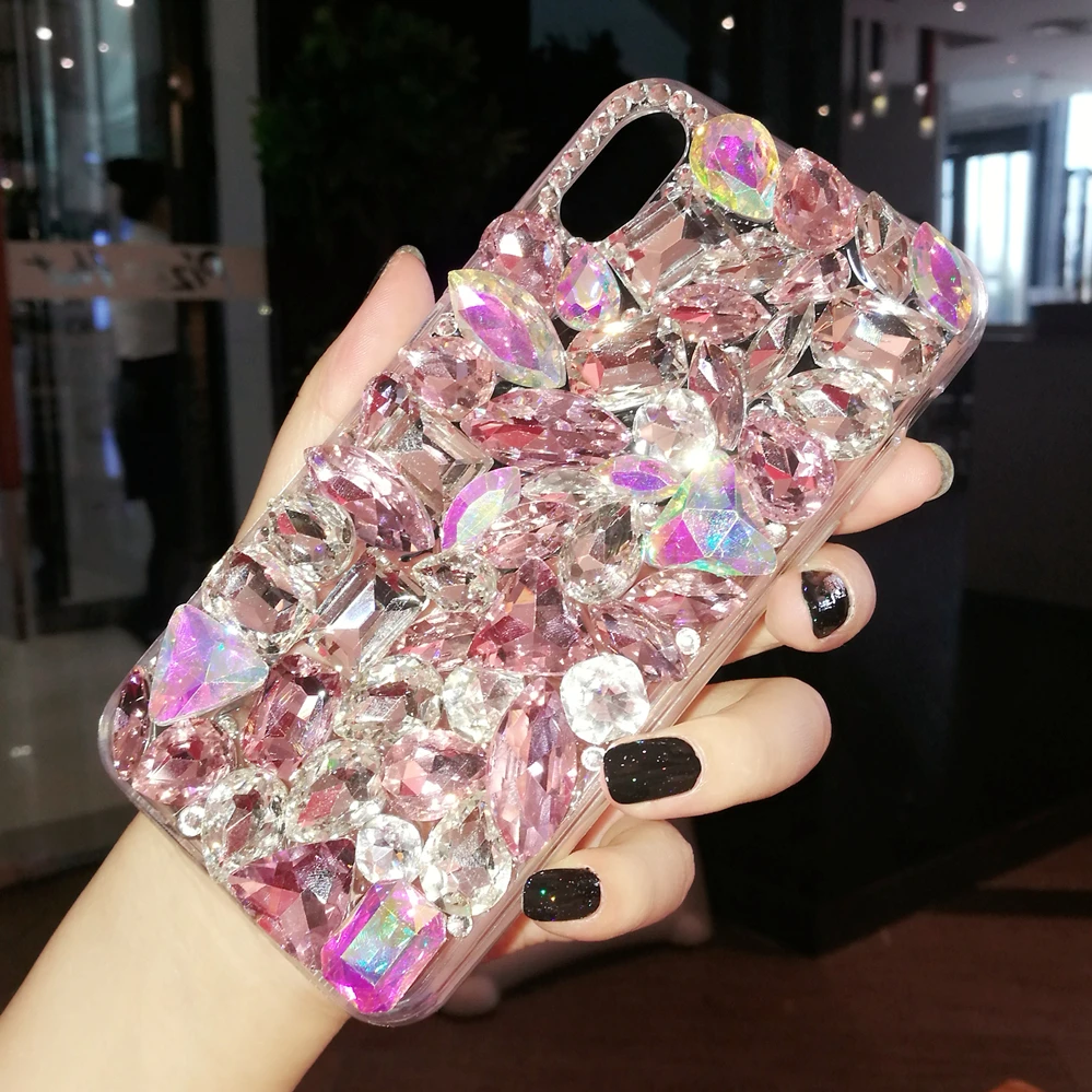 

Luxury Crystal Gem Rhinestone Cases For iphone 11 12 Pro X XS MAX XR Soft Edge Clear Phone Cover For iphone 5S 6S 7 8 PLUS Capa