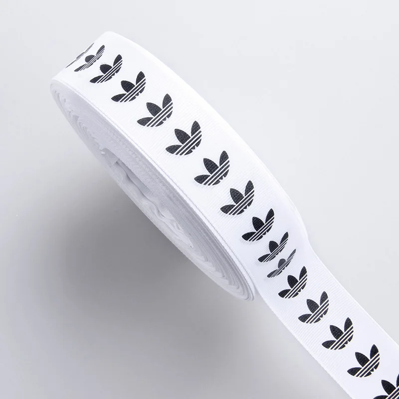 

Custom Printed 2.5cm White Grosgrain Ribbon With Black Logo Ribbon Wholesale Decoration, Customized