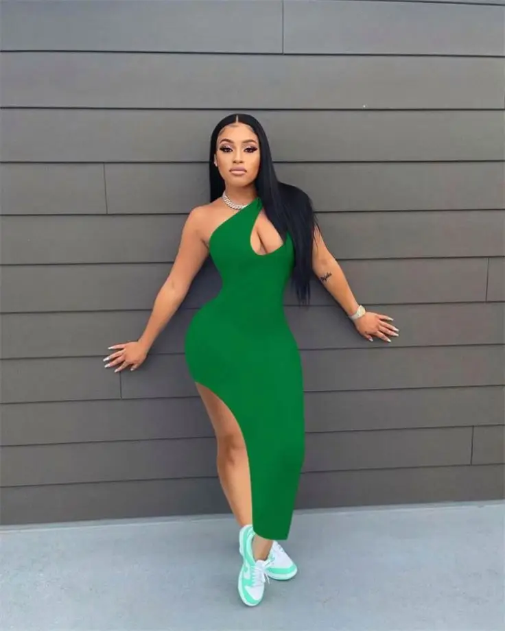 Best Design Summer Dress 2021 Casual Solid One Shoulder Holes High Slit Fashion Women Long Dresses
Best Design Summer Dress 2021 Casual Solid One Shoulder Holes High Slit Fashion Women Long Dresses