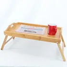 Foldable Wooden Bamboo Serving Tray Breakfast Laptop Desk Tea Serving Table for bed