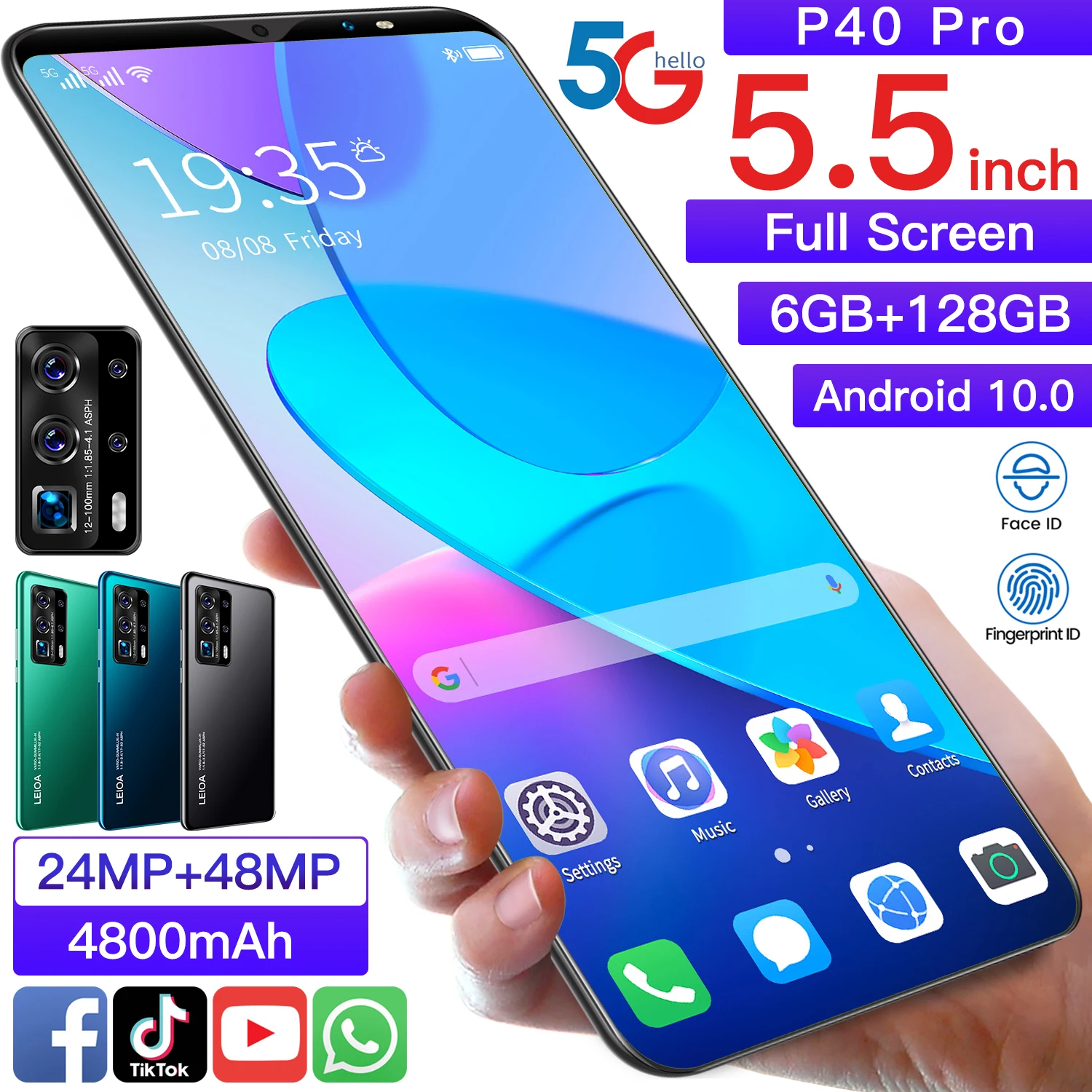 Amazon Hot Selling New P40 Pro 6GB+128GB Android Mobile Phones 5.5 Inch Custom Cheap Price Smartphones Cell Phone
Amazon Hot Selling New P40 Pro 6GB+128GB Android Mobile Phones 5.5 Inch Custom Cheap Price Smartphones Cell Phone