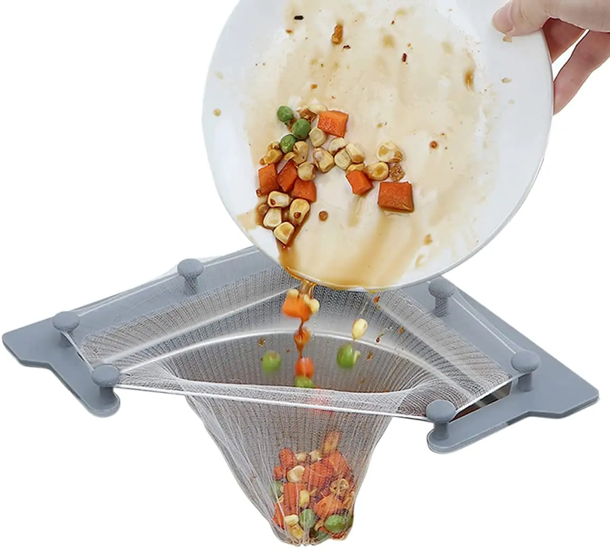 Sink Strainers Basket Triangle Tri-Holder Corner Sink Filter Net with Eco-Friendly Mesh Bag Kitchen Food Waste Filter With Rack
Sink Strainers Basket Triangle Tri-Holder Corner Sink Filter Net with Eco-Friendly Mesh Bag Kitchen Food Waste Filter With Rack