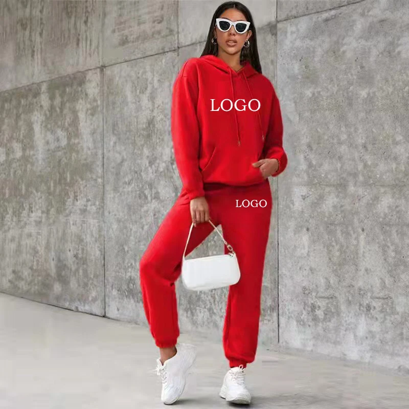 

Latest Women's Hoody Fall Two Piece Set Sportswear Outfits Solid Colors Jogger Women 2 Piece Set Pant Leggings Trousers