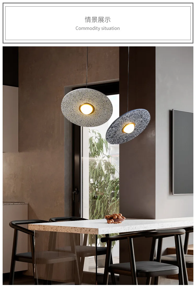 Indoor decorative concrete lamp modern classic terrazzo hanging pendant light
