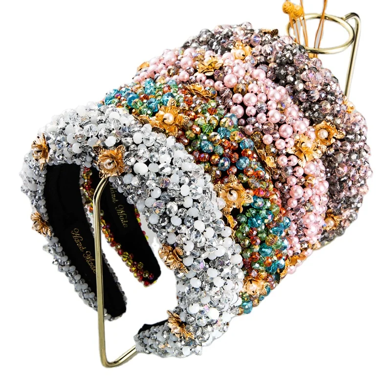 New Thickened Cloth Handmade Beaded Headband Color Rhinestone Pearl Flower Headband Jewelry
New Thickened Cloth Handmade Beaded Headband Color Rhinestone Pearl Flower Headband Jewelry