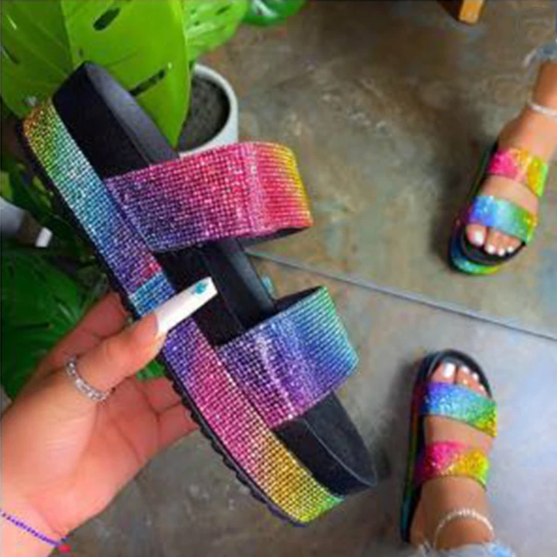 Silver Shiny Crystal Platform Slippers Women Plus Size 43 Flip Flops Beach Slides Ladies Summer 2021 Flat Heel Sandals
Silver Shiny Crystal Platform Slippers Women Plus Size 43 Flip Flops Beach Slides Ladies Summer 2021 Flat Heel Sandals