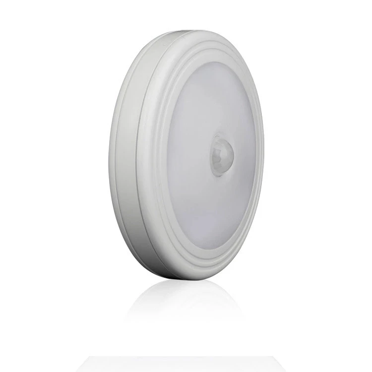Free Shipping Night lamp Round Shape PIR Motion Sensor LED Home Hotel Bookshelf Cabinet Emergency Night Lights