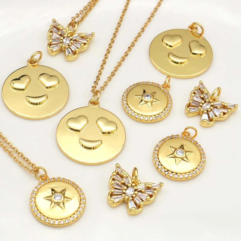 Wholesale women emojis jewelry necklace 18K gold plated stainless steel chain brass pendant necklaces
Wholesale women emojis jewelry necklace 18K gold plated stainless steel chain brass pendant necklaces