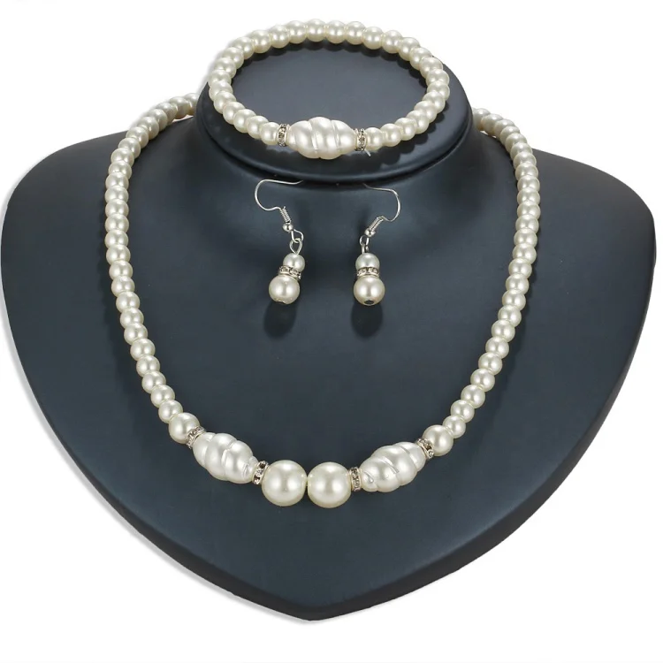 Bride Crystal Pearl Earring Bracelet Necklace Fashion Wedding Jewelry 3pcs Set, White
Bride Crystal Pearl Earring Bracelet Necklace Fashion Wedding Jewelry 3pcs Set, White