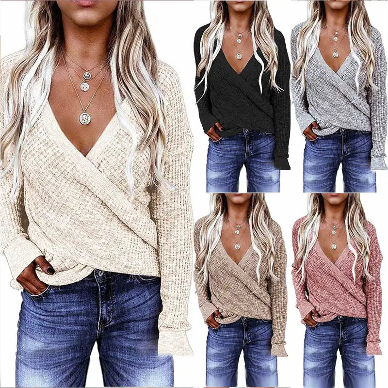 Autumn Warm Casual New Plain Long Sleeve Soft Pullover Knitted Women's Fashion Solid Cross - type Deep V Neck Sweater Tops
Autumn Warm Casual New Plain Long Sleeve Soft Pullover Knitted Women's Fashion Solid Cross - type Deep V Neck Sweater Tops