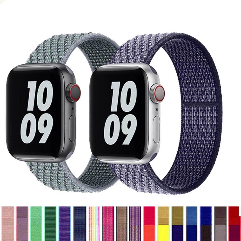 

Nylon Wristbands For Apple Watch Band 38/40mm 42/44mm Woven Nylon Sport Loop Replacement Strap For iWatch 6 SE 5 4 3, Multi-color optional or customized