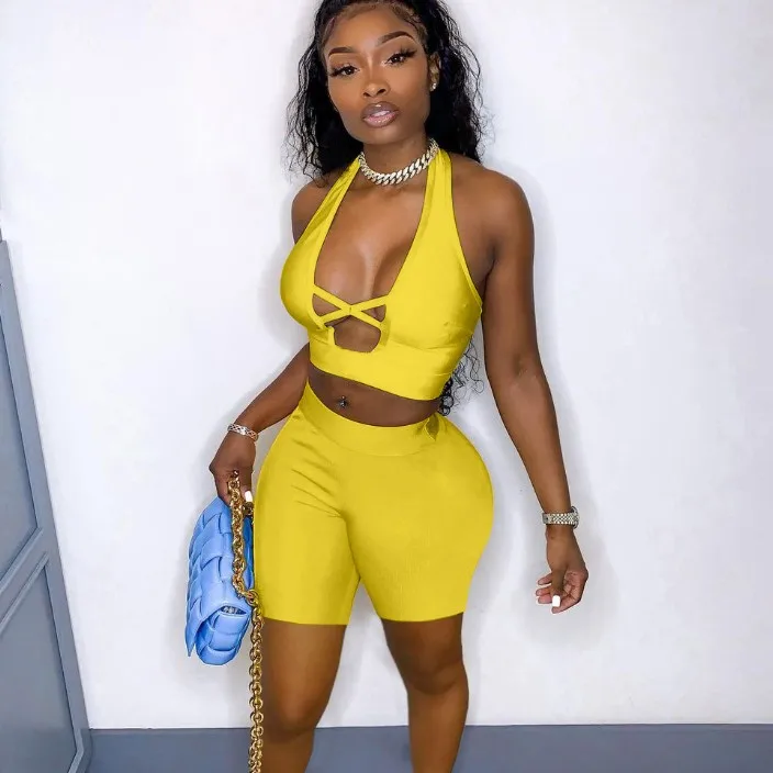 A0248 Summer Co Ord Set Women Tracksuit 2 Piece Set Fashion Sexy Hollow Out Halter Crop Top and Shorts Sets Club Outfits, Black
A0248 Summer Co Ord Set Women Tracksuit 2 Piece Set Fashion Sexy Hollow Out Halter Crop Top and Shorts Sets Club Outfits, Black