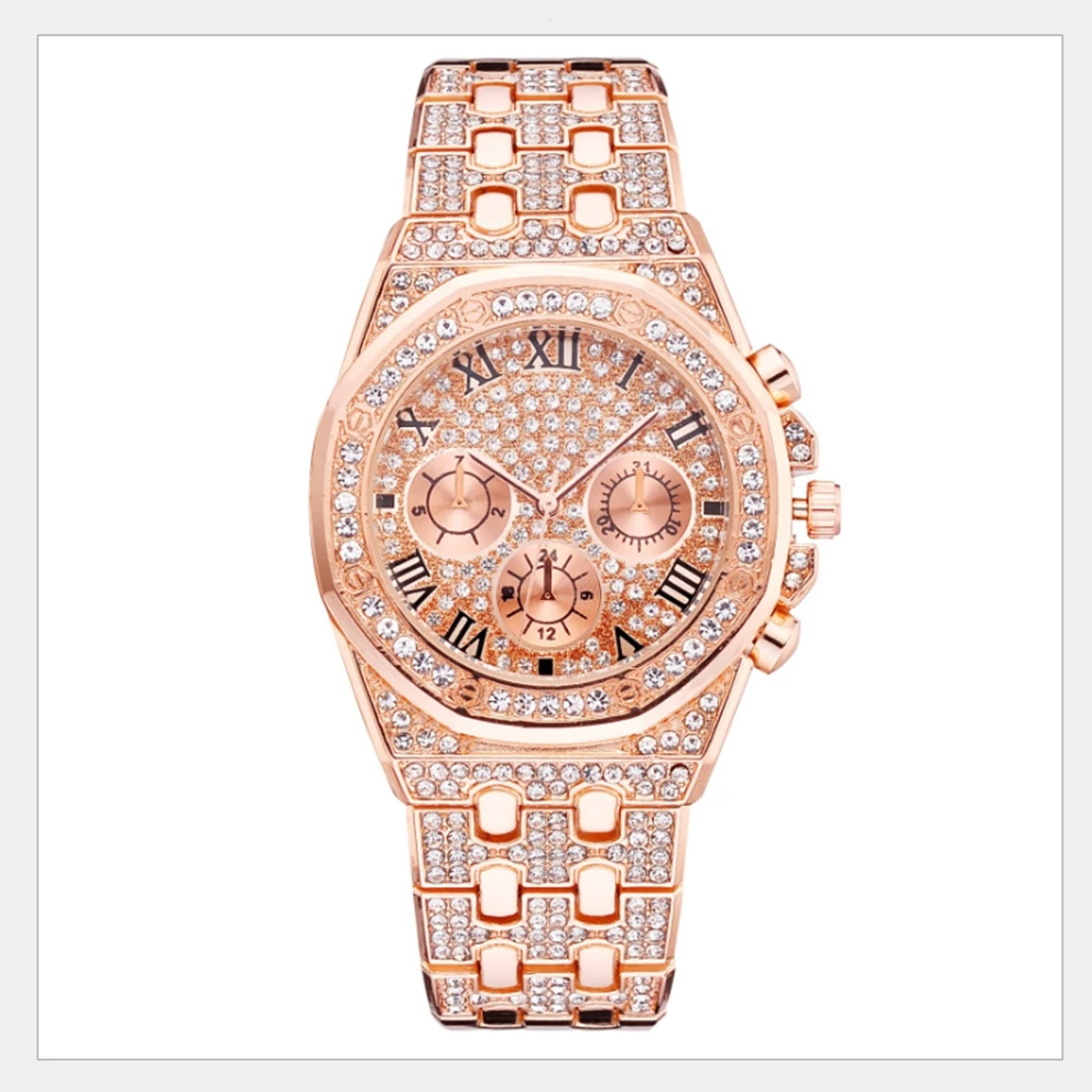 Rap Gifts diamond-studded hip-hop style roman numerals magnified calendar display couple luxury watch, As picture
Rap Gifts diamond-studded hip-hop style roman numerals magnified calendar display couple luxury watch, As picture