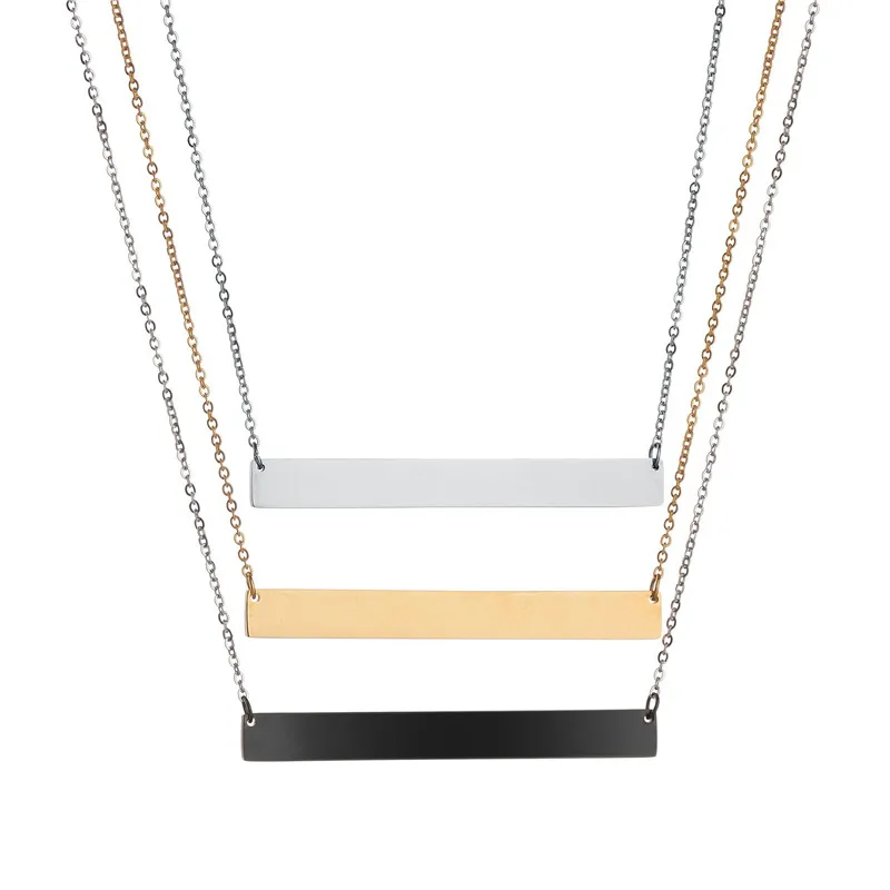 Wholesale custom blank necklace gold stainless steel bar necklace for women, Silver/gold/black
Wholesale custom blank necklace gold stainless steel bar necklace for women, Silver/gold/black
