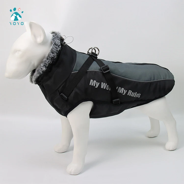 Wholesale Reflective Fur Collar Warm winter Dog Clothes Vest Windbreaker Pet Jacket Coat with Harness for Medium Large Dogs
Wholesale Reflective Fur Collar Warm winter Dog Clothes Vest Windbreaker Pet Jacket Coat with Harness for Medium Large Dogs