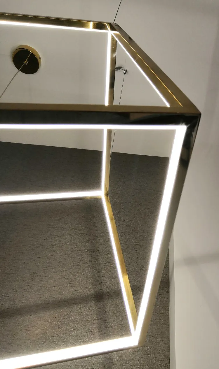 Modern designer lighting stainless steel geometric triangle led chandelier pendant light