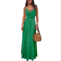 Casual beach solid color dress with belt 
Casual beach solid color dress with belt
