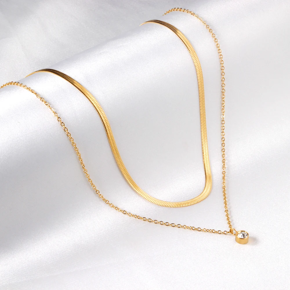 Luxury Double Snake Chain Zircon Necklace Stainless Steel Pendant Necklace Gift For Women
Luxury Double Snake Chain Zircon Necklace Stainless Steel Pendant Necklace Gift For Women
