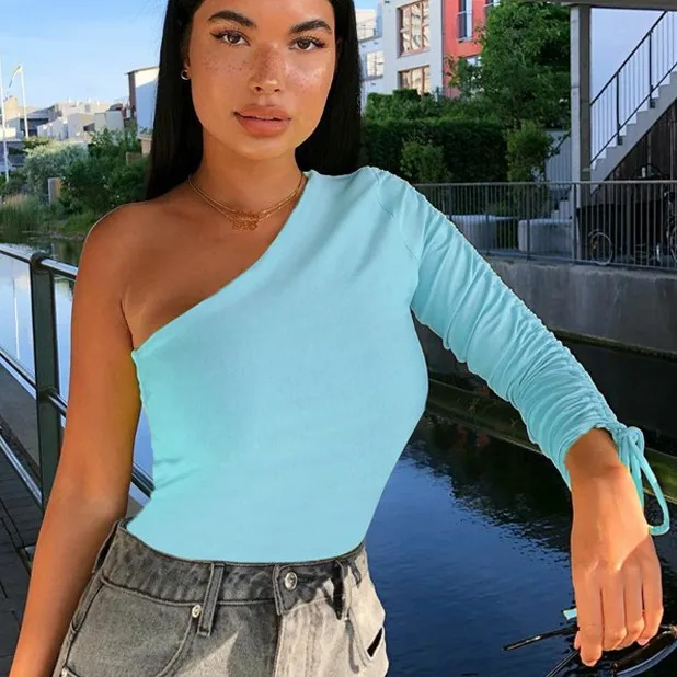 Fashion Solid One Shoulder Skinny Tops For Spring Crop Top Shirt Ladies French Cute White Blouse Luxury Blouses Woman
Fashion Solid One Shoulder Skinny Tops For Spring Crop Top Shirt Ladies French Cute White Blouse Luxury Blouses Woman