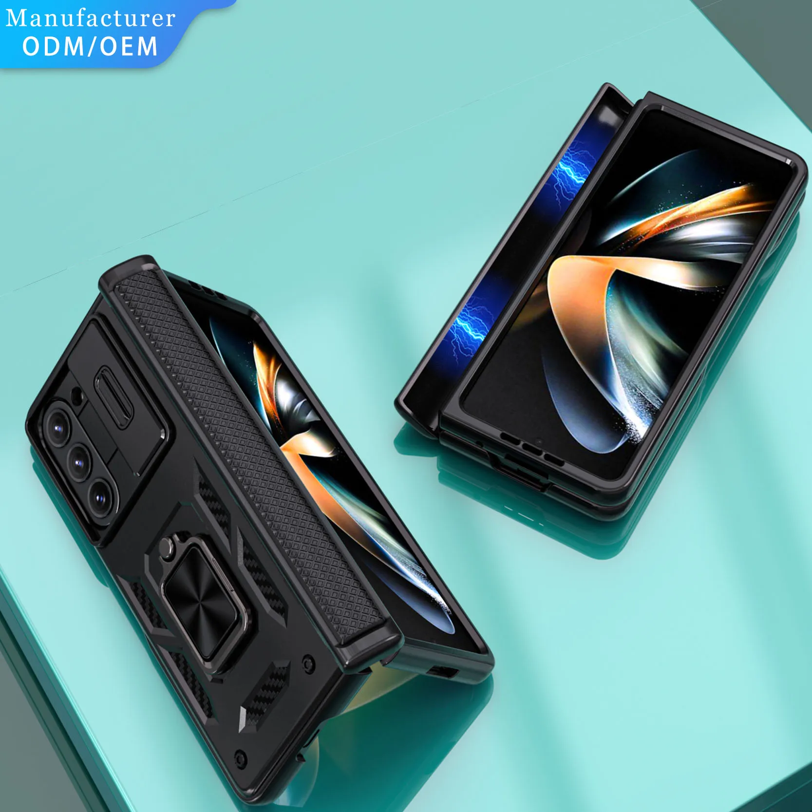 

New Product For Samsung Galaxy Z Fold 5 Case With Camera Cover 360 Rotate Ring Stand Magnetic and Automatic Redbound Hinge