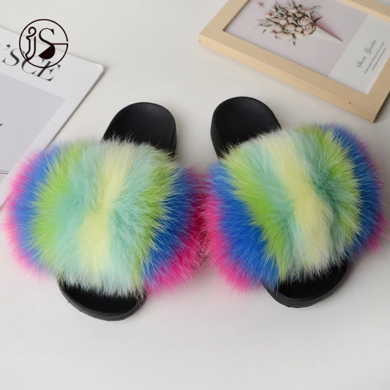 Customized beautiful color matching fox fur slides High quality ladies real fox fur slippers with flat bottom, Picture
Customized beautiful color matching fox fur slides High quality ladies real fox fur slippers with flat bottom, Picture