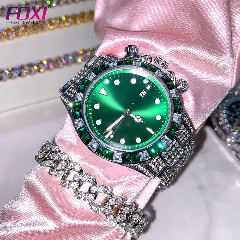 foxi jewelry Hip Hop Fashion Large Round Diamond Waterproof green dial watch Quartz Watch Trend Men Watch
foxi jewelry Hip Hop Fashion Large Round Diamond Waterproof green dial watch Quartz Watch Trend Men Watch