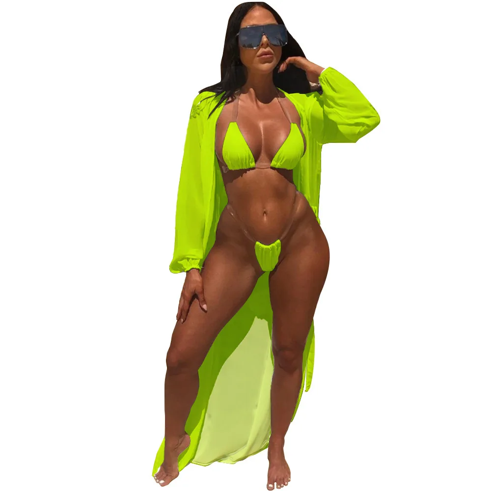 2020 Pure Color Two-Piece Bikini + Long Sleeve Blouse Three-Piece Swimsuit Set Extreme Sexy Swimwear
2020 Pure Color Two-Piece Bikini + Long Sleeve Blouse Three-Piece Swimsuit Set Extreme Sexy Swimwear