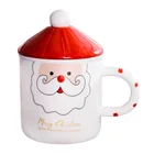 Santa Claus ceramic mug with lid and spoon for kids gift school Christmas