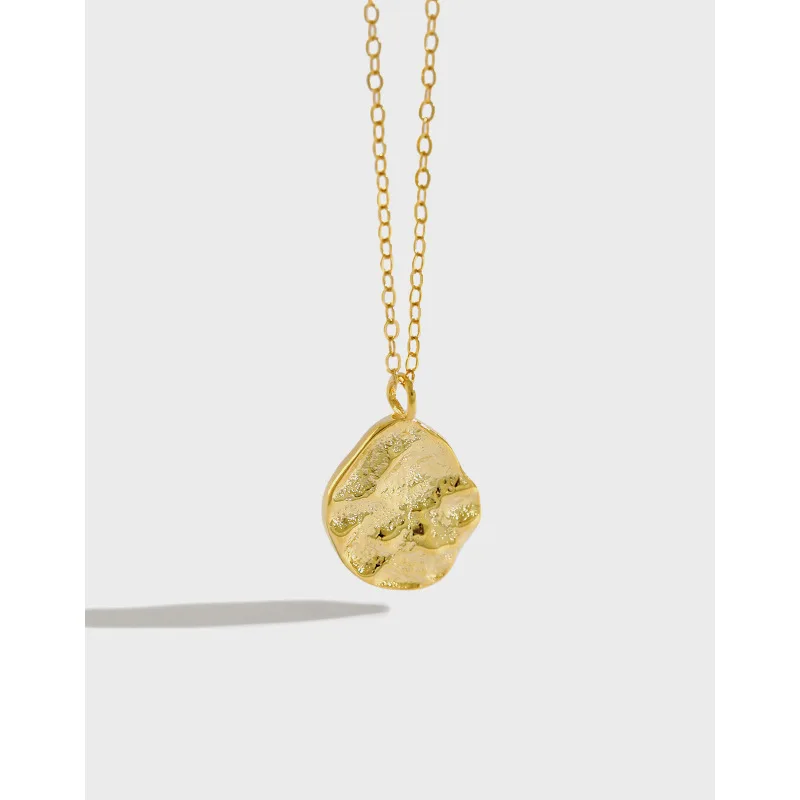 Newest 925 Irregular Round Necklace Unique Design Irregular Round Rock Texture Pendant Sterling Silver Necklace, Gold silver
Newest 925 Irregular Round Necklace Unique Design Irregular Round Rock Texture Pendant Sterling Silver Necklace, Gold silver