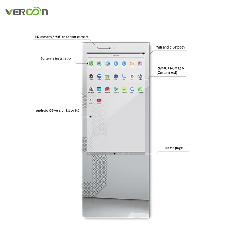 Custom wall mounted yoga touch screen magic glass smart fitness mirror digital signage smart lcd gym mirror
Custom wall mounted yoga touch screen magic glass smart fitness mirror digital signage smart lcd gym mirror
